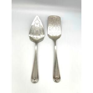Vintage Gorham Heritage Silverplate Set of 2 Cake / Pie Servers 11.5"